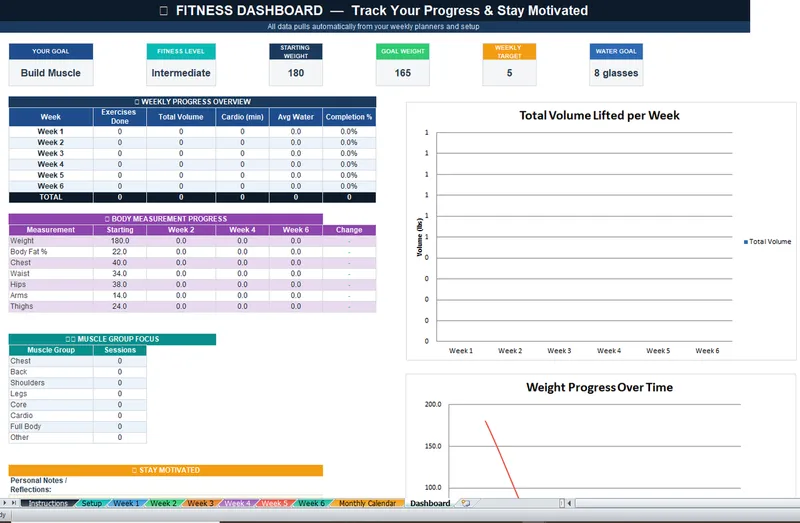 Ultimate Workout Planner Calculator Spreadsheet - Finance Scoops spreadsheet template preview